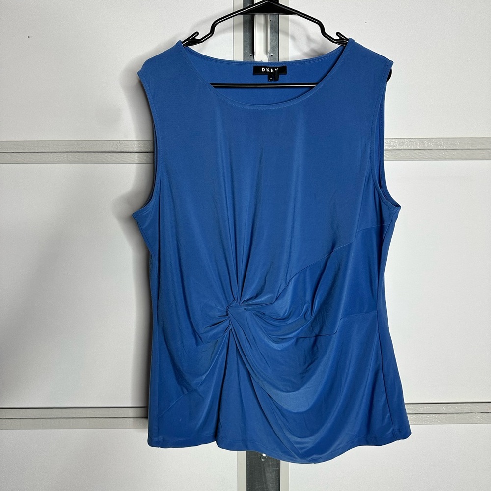 DKNY Women's Elegant Blue Twist Front Blouse